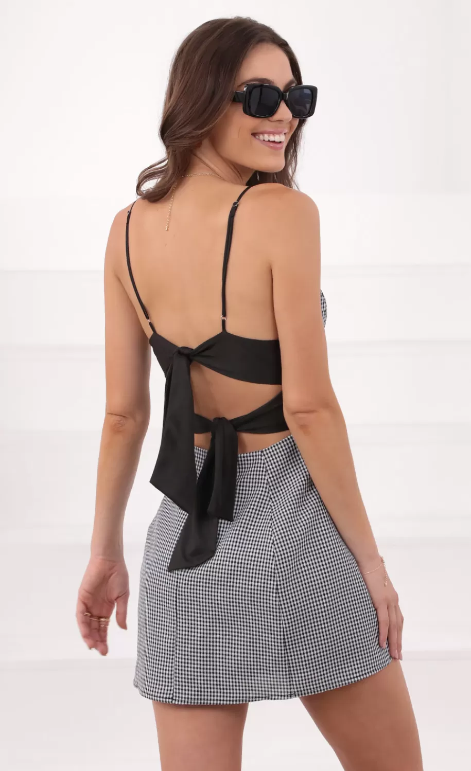 A-Line Dress In Black Gingham^LUCY IN THE SKY Online