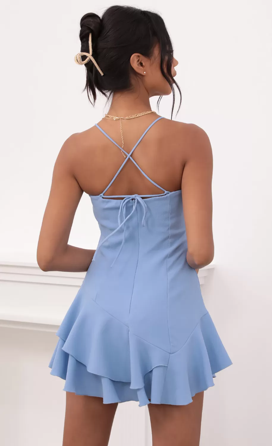 Asymmetric Frill Dress Baby Blue^LUCY IN THE SKY Cheap