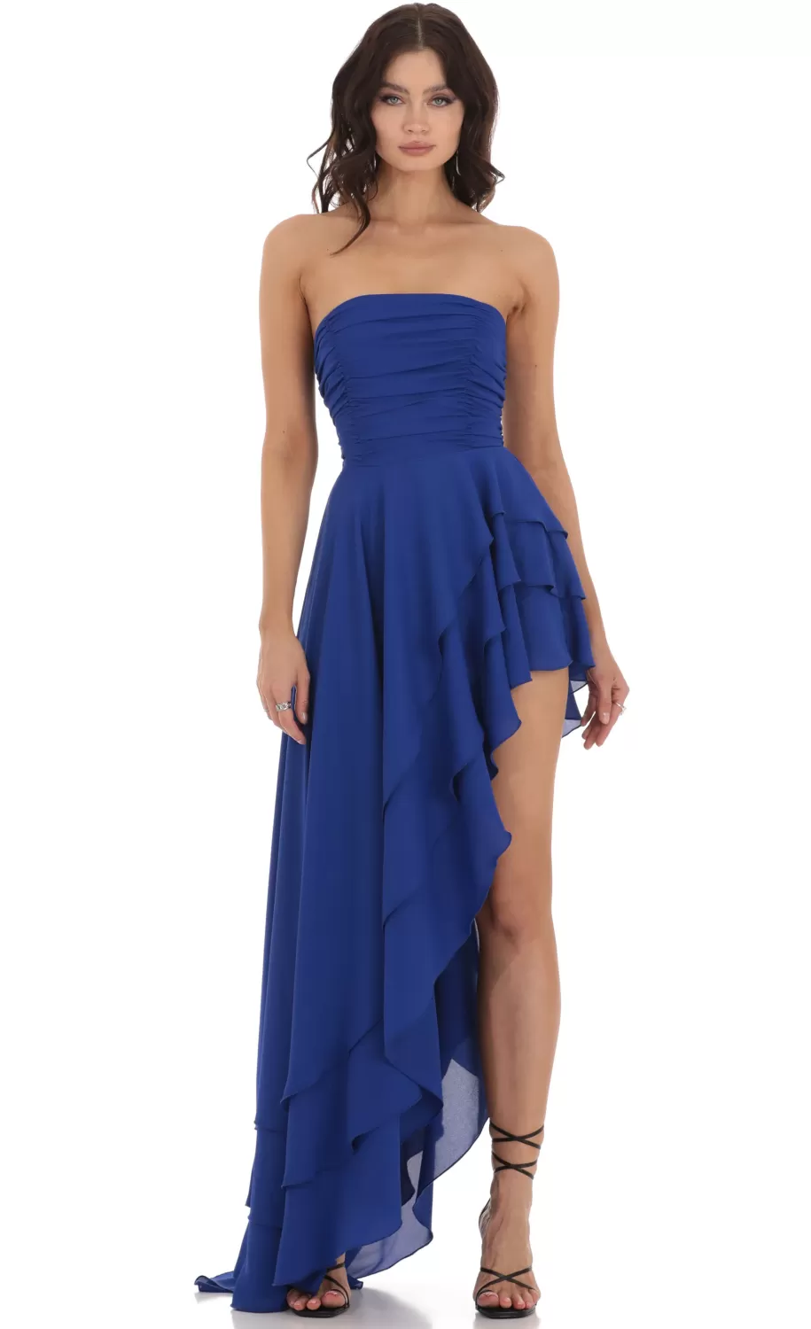 Asymmetrical Corset Dress In Blue^LUCY IN THE SKY Shop