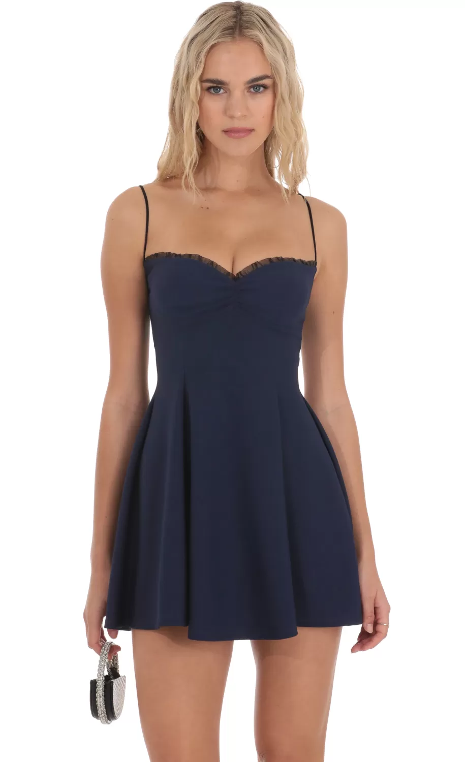 Back Lace A-Line Dress In Navy^LUCY IN THE SKY Flash Sale