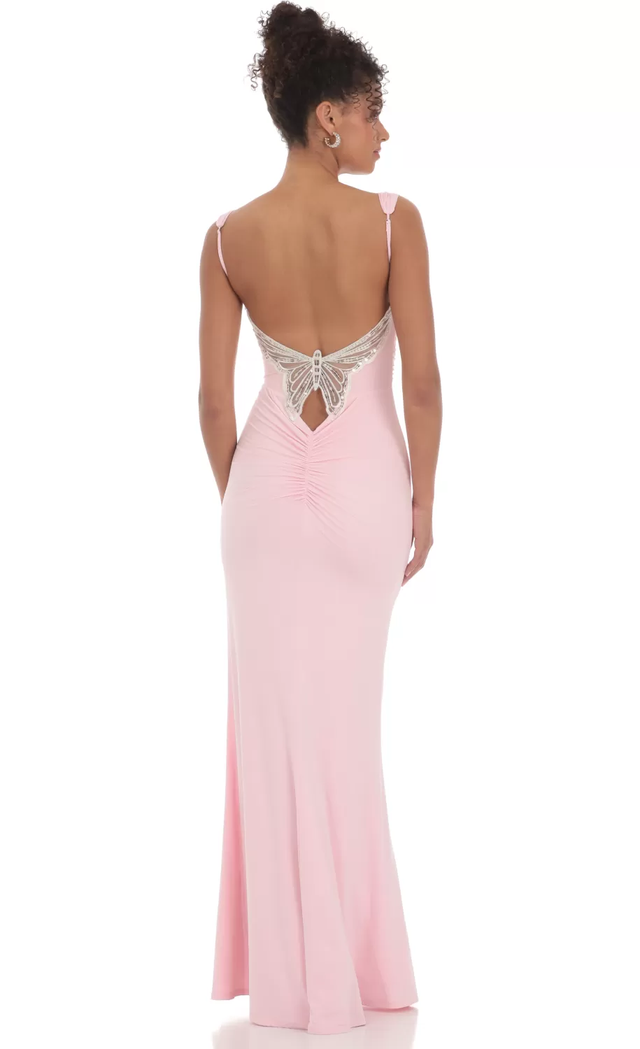 Back Sequin Butterfly Maxi Dress In Pink^LUCY IN THE SKY Store