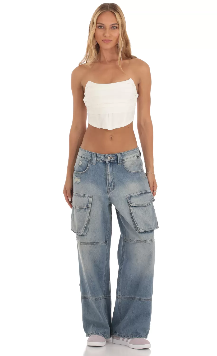 Baggy Cargo Jeans In Denim^LUCY IN THE SKY Cheap