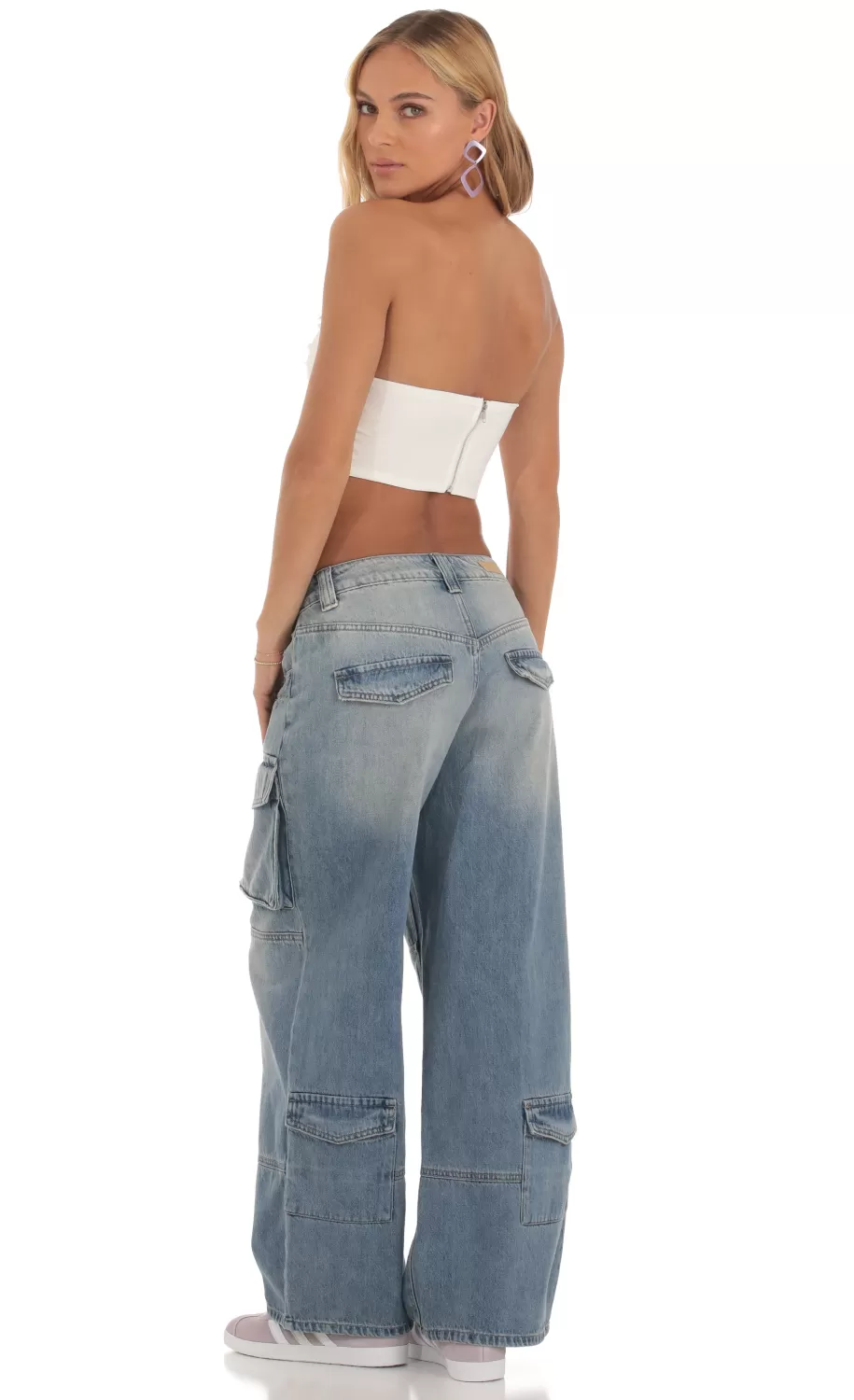 Baggy Cargo Jeans In Denim^LUCY IN THE SKY Cheap