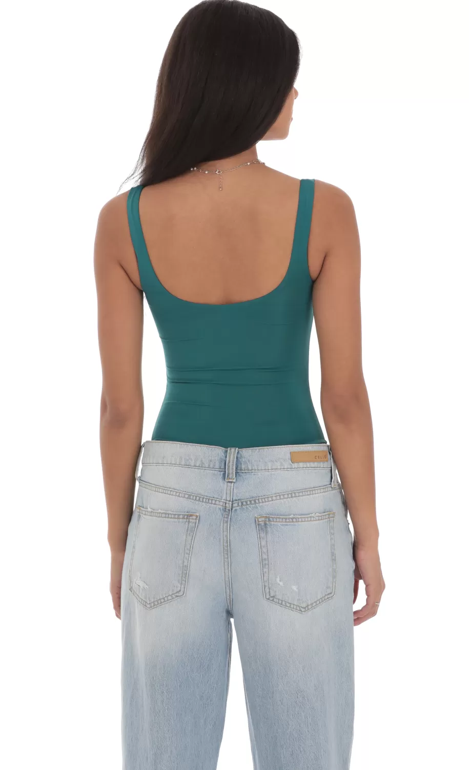 Basic Tank Bodysuit In Teal^LUCY IN THE SKY Sale