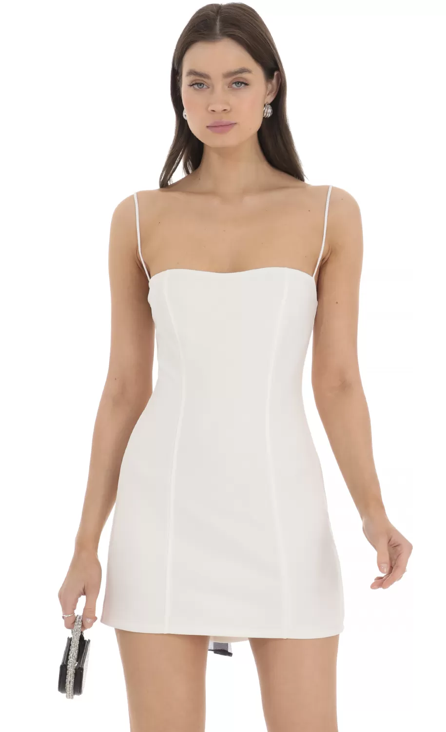 Black Back Bow Bodycon Dress In White^LUCY IN THE SKY Clearance