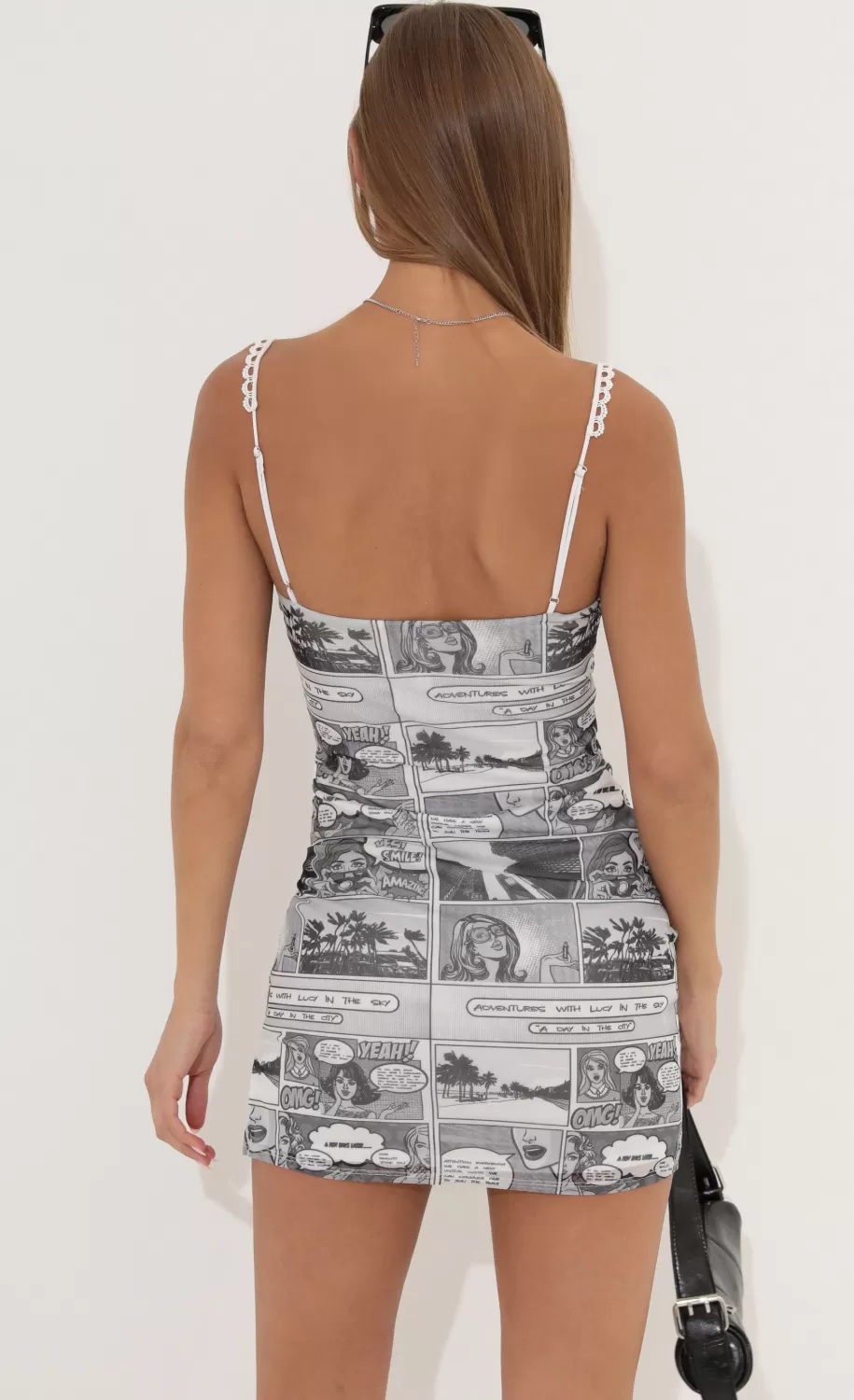 Bodycon Dress In Lucy Newsprint^LUCY IN THE SKY Store