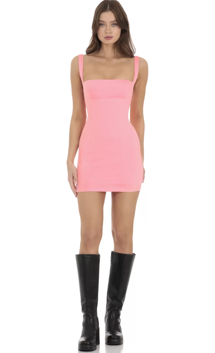 Bodycon Dress In Neon Pink^LUCY IN THE SKY Discount