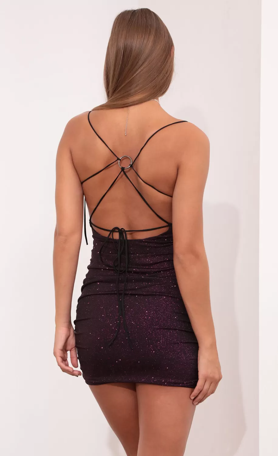 Bodycon Dress In Purple Shimmer^LUCY IN THE SKY Flash Sale