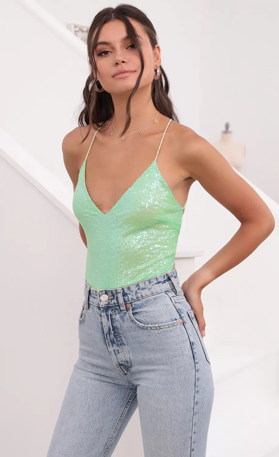 Bodysuit In Lime Green^LUCY IN THE SKY Best