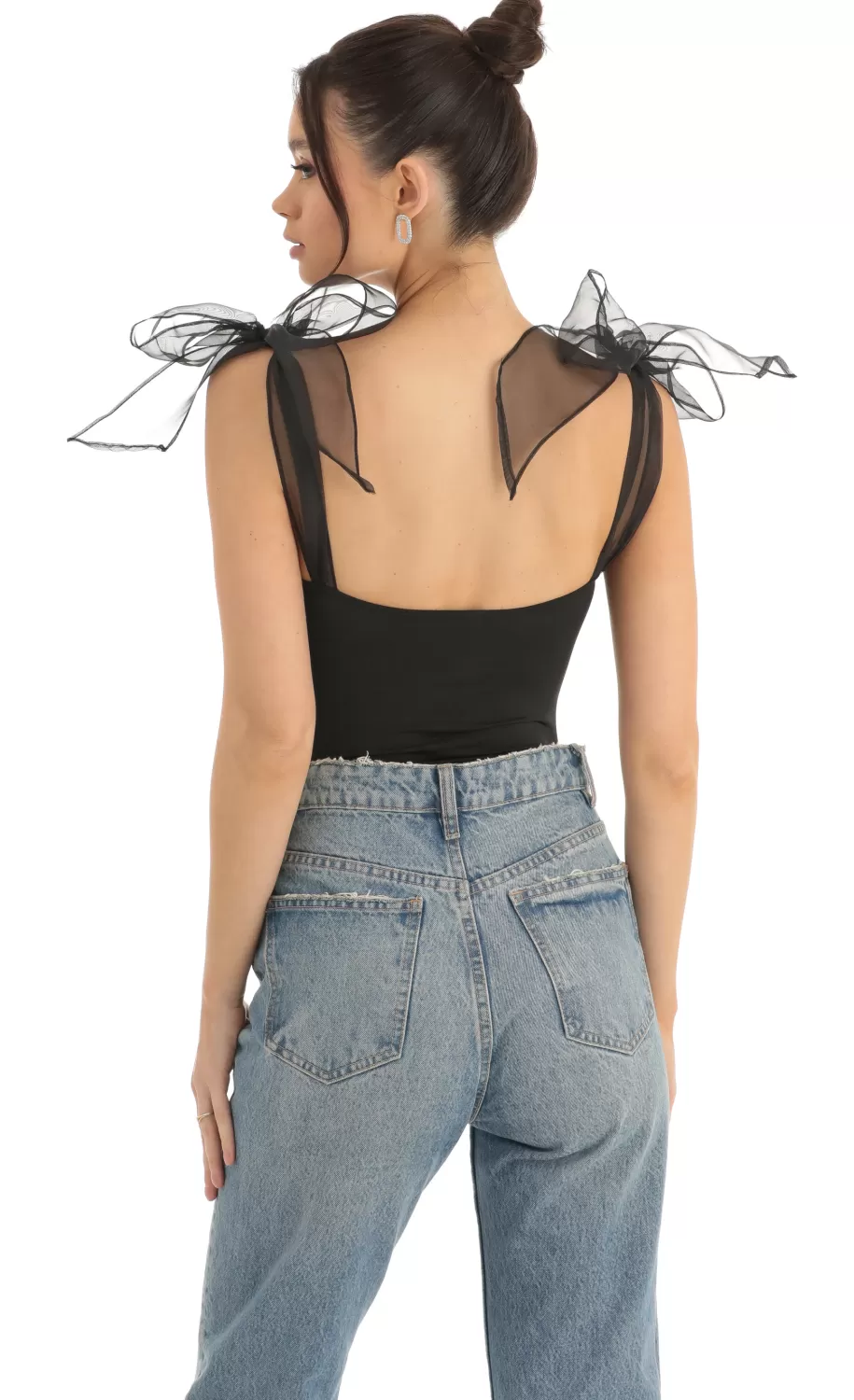 Bow Bodysuit In Black^LUCY IN THE SKY Sale