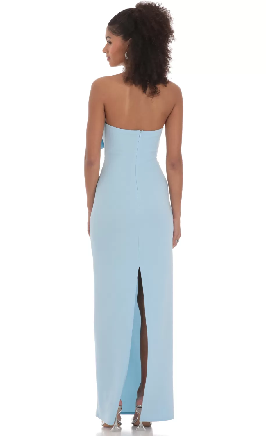 Bow Cutout Strapless Maxi Dress In Blue^LUCY IN THE SKY Sale