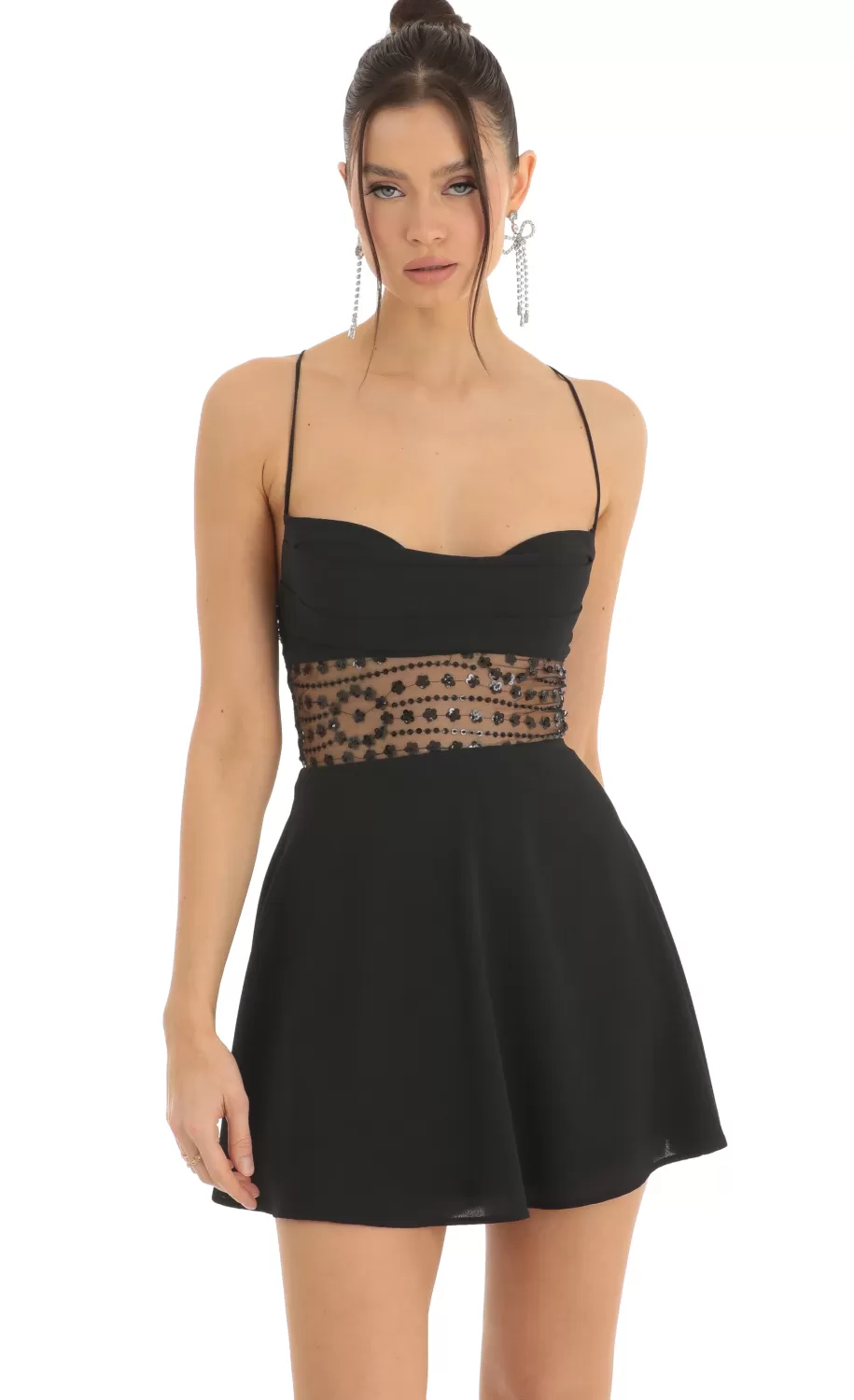 Bradshaw Crepe Cutout Sequin Dress In Black^LUCY IN THE SKY Cheap