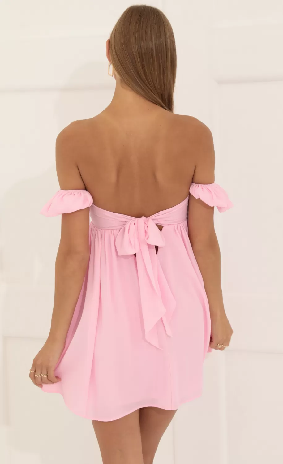 Bubble Crepe Baby Doll Dress In Pink^LUCY IN THE SKY Sale