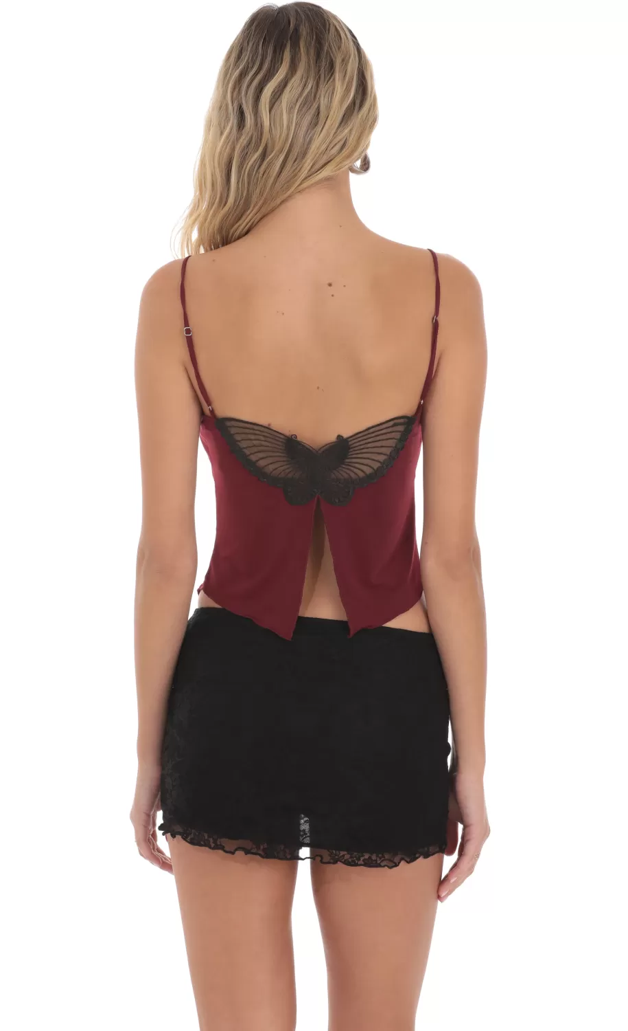 Butterfly Top In Burgundy^LUCY IN THE SKY Cheap