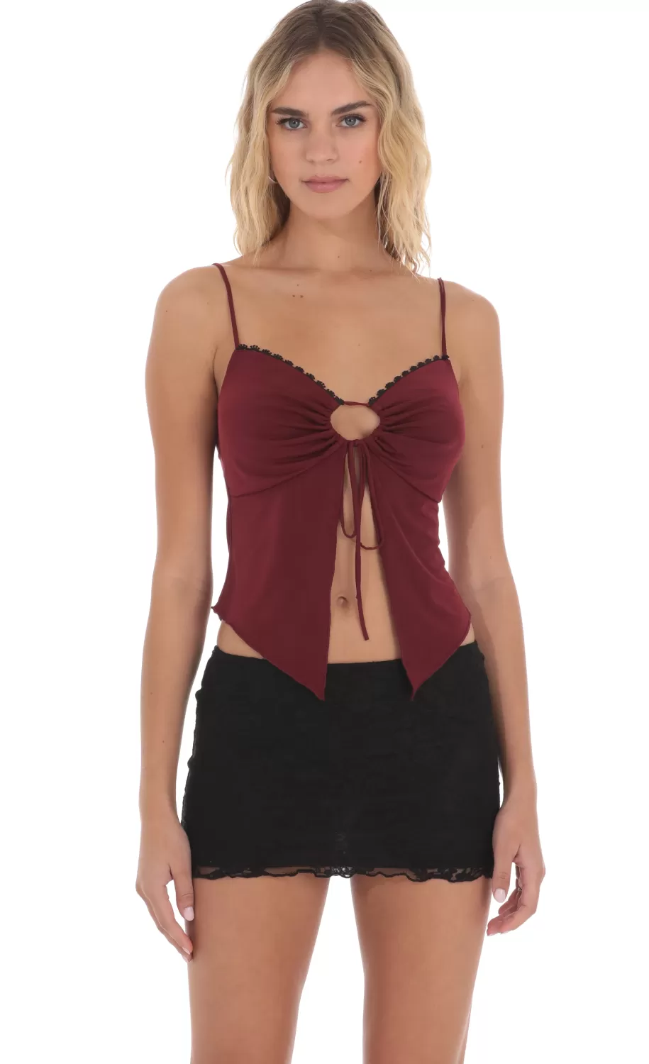 Butterfly Top In Burgundy^LUCY IN THE SKY Cheap