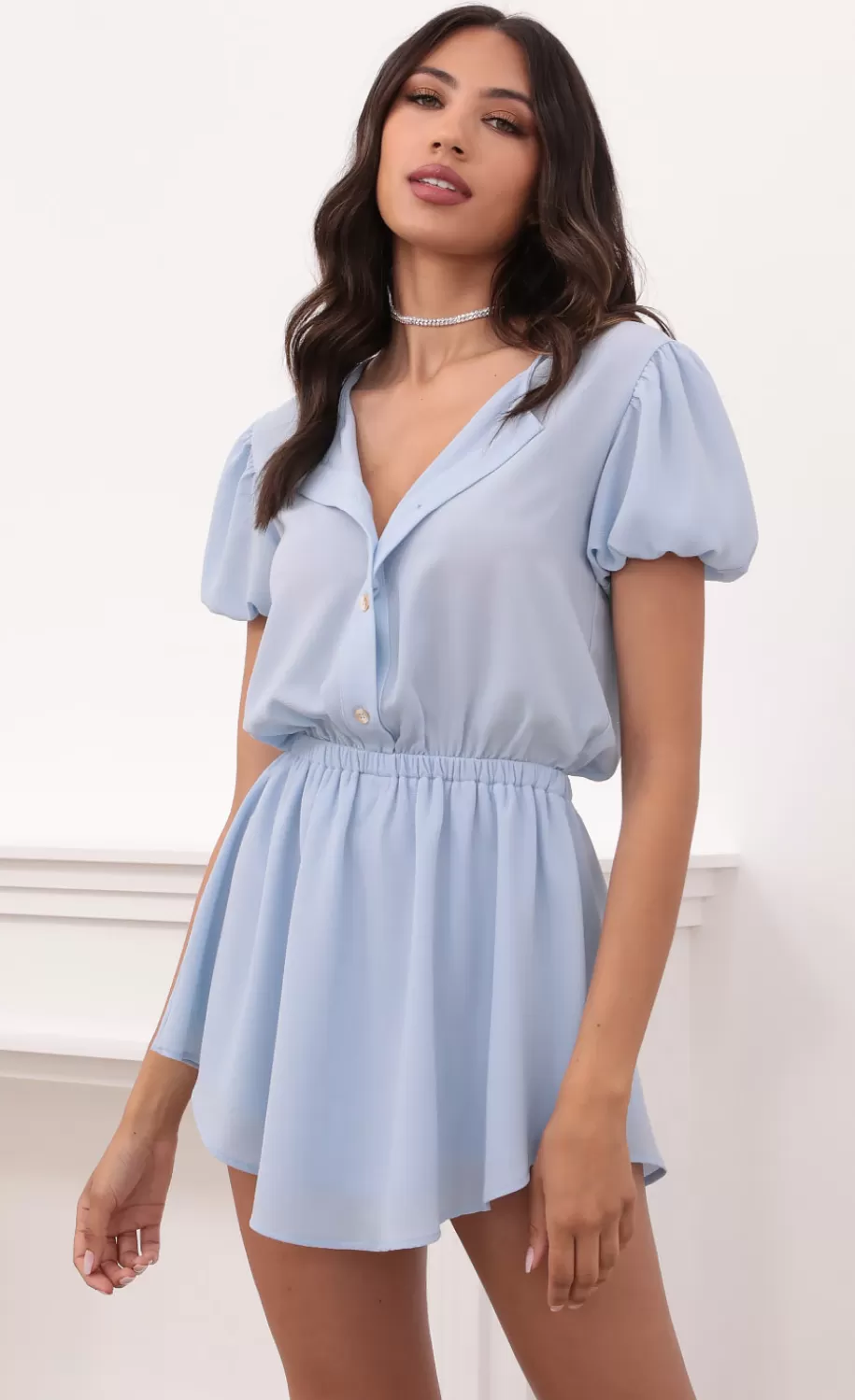 Button Down Dress In Light Blue^LUCY IN THE SKY Sale