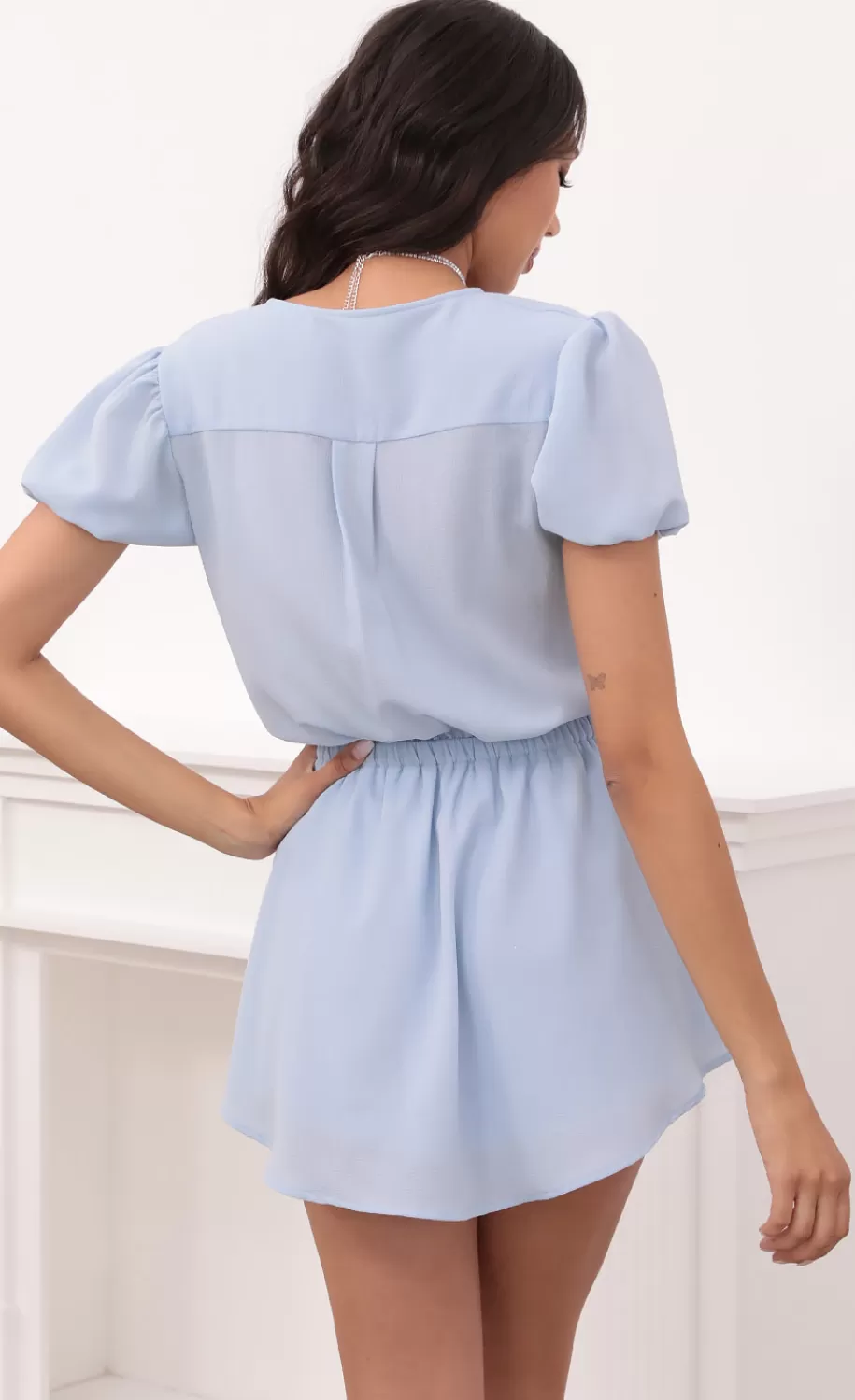 Button Down Dress In Light Blue^LUCY IN THE SKY Sale