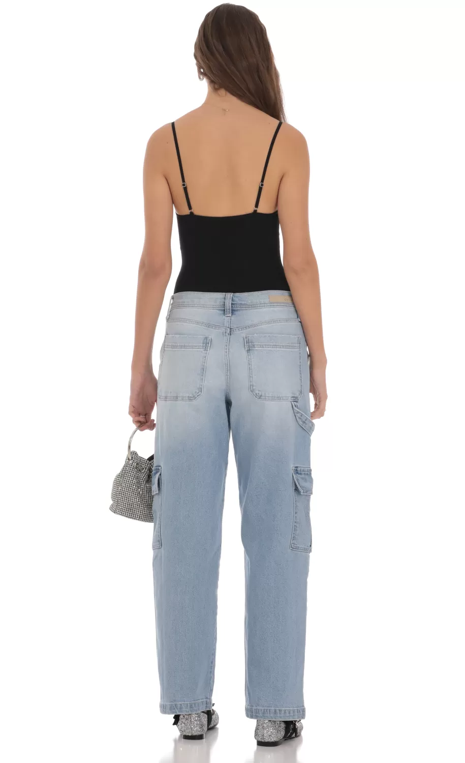 Cargo Wide Leg Jeans In Faded Denim^LUCY IN THE SKY New