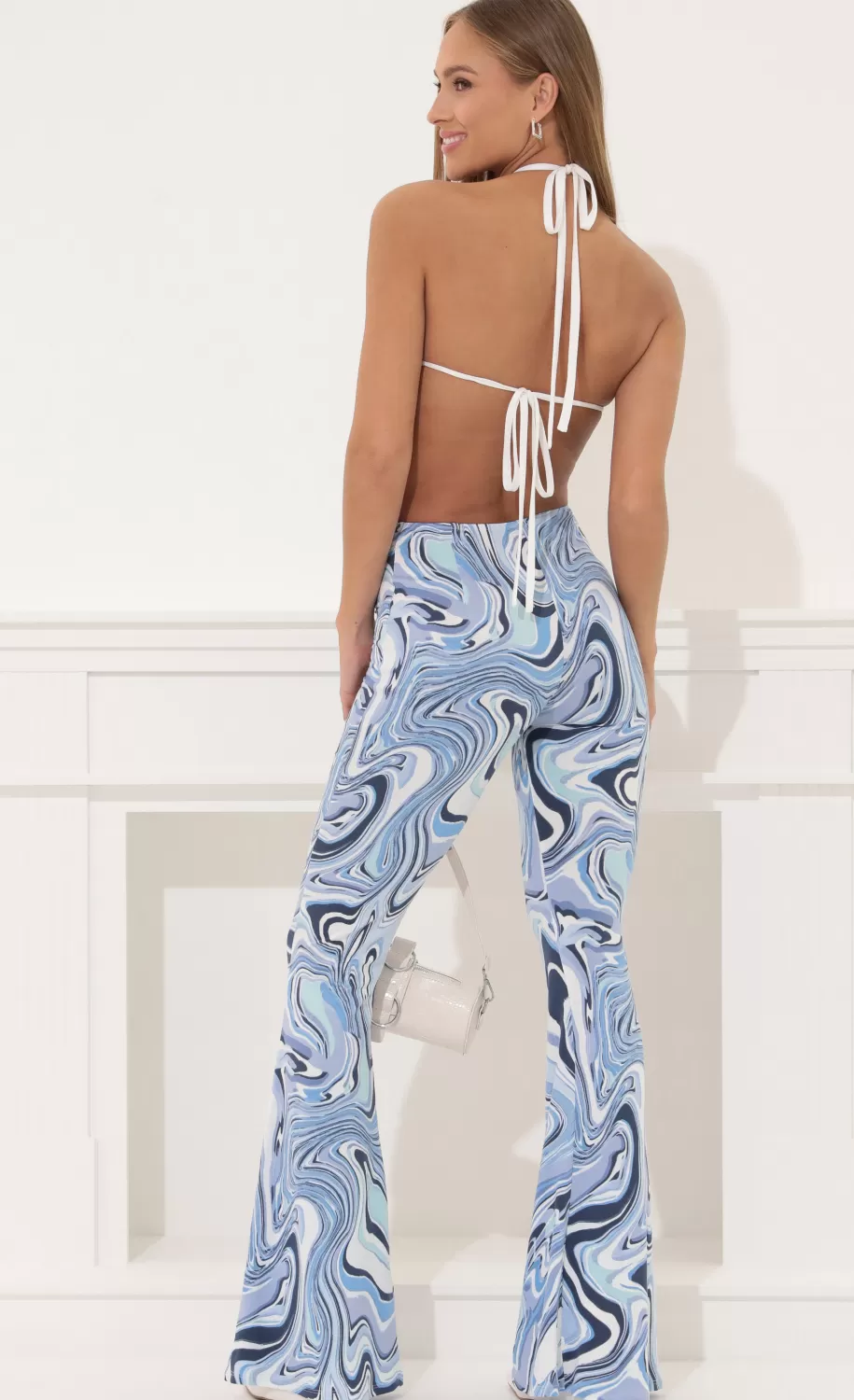 Cecilia Halter Jumpsuit In Blue Swirl^LUCY IN THE SKY Online