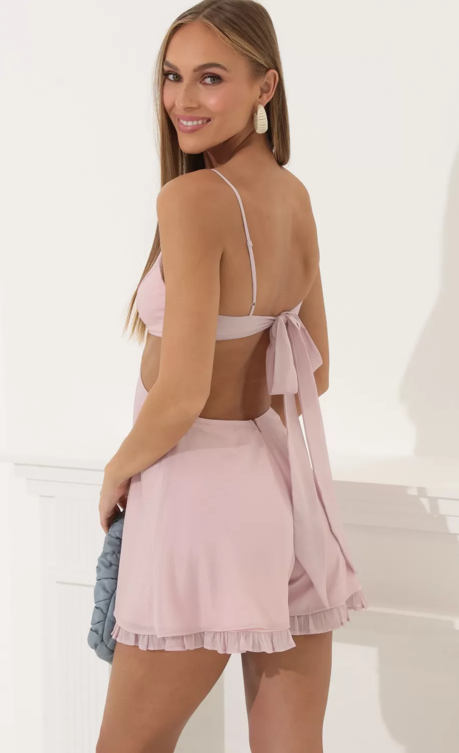 Chiffon Cutout Romper In Pink^LUCY IN THE SKY Best