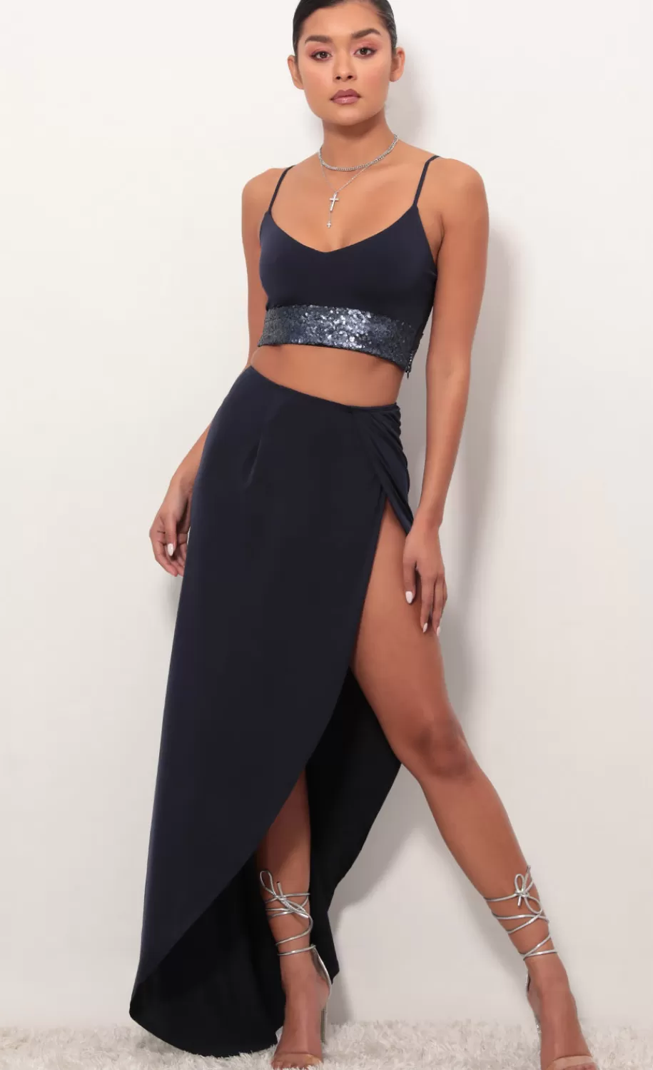 City Lights Sequin Maxi Set In Navy^LUCY IN THE SKY Fashion