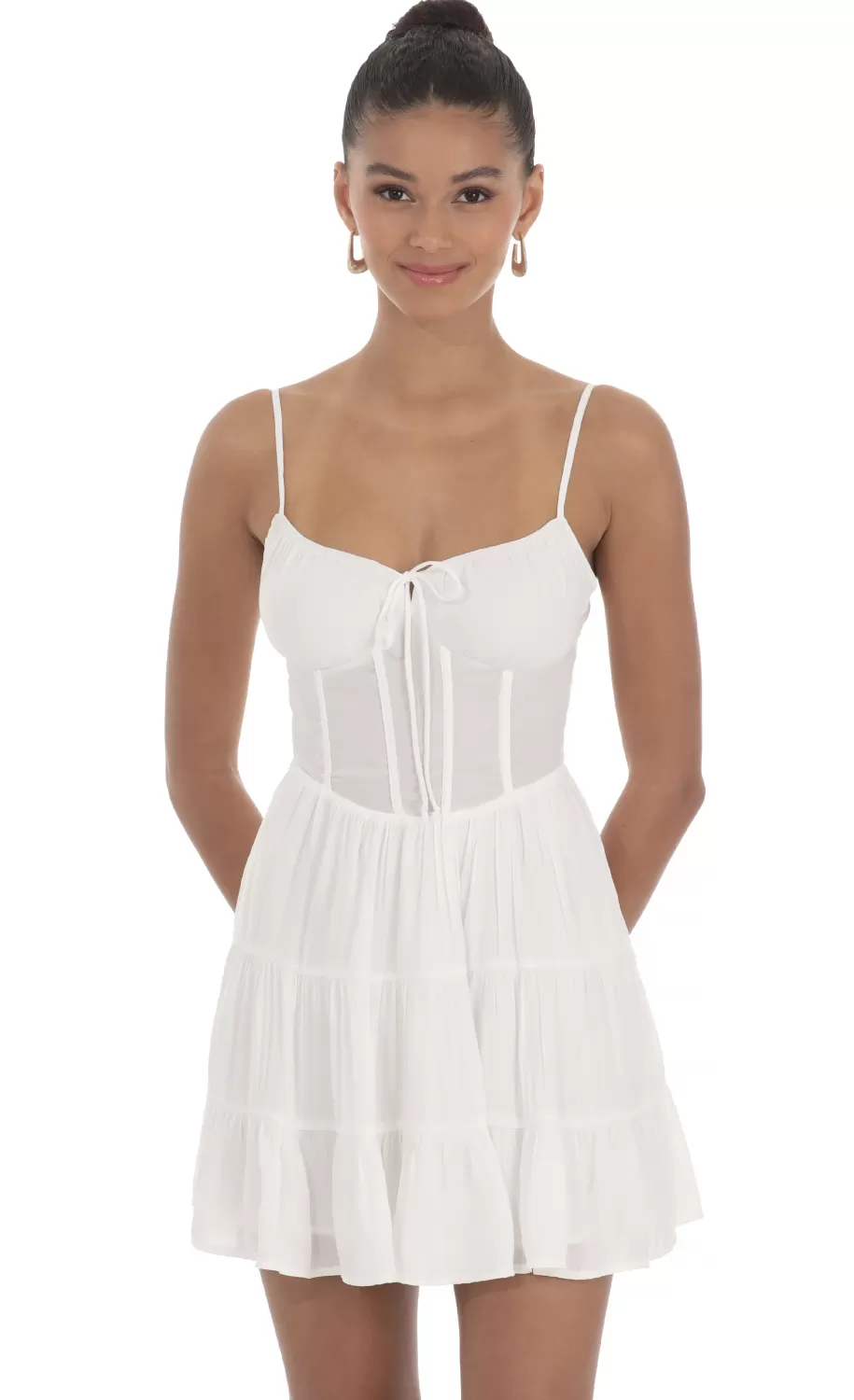 Corset A-line Dress In White^LUCY IN THE SKY Best Sale