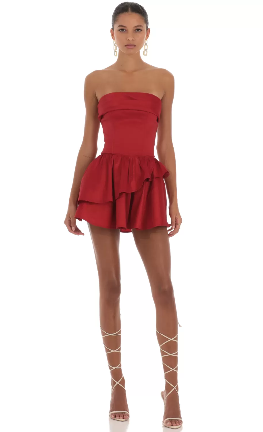 Corset Strapless Dress In Red^LUCY IN THE SKY Sale