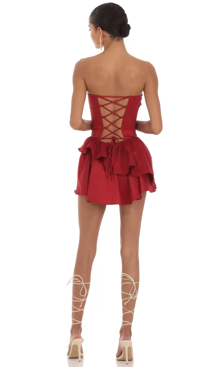 Corset Strapless Dress In Red^LUCY IN THE SKY Sale