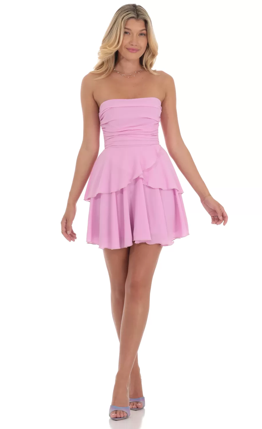 Corset Strapless Ruffle Dress In Lilac^LUCY IN THE SKY Store