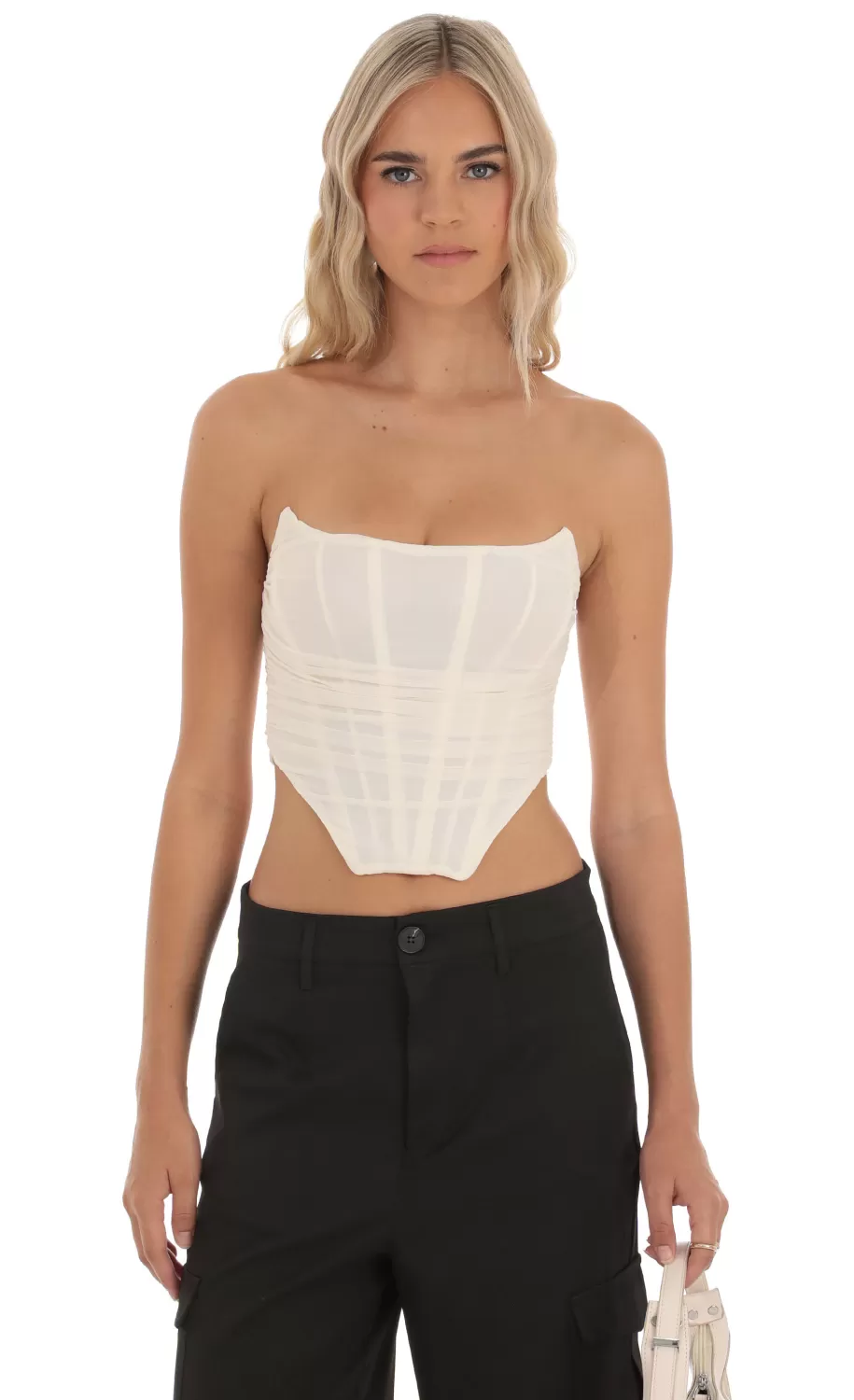 Corset Top In Cream^LUCY IN THE SKY Sale