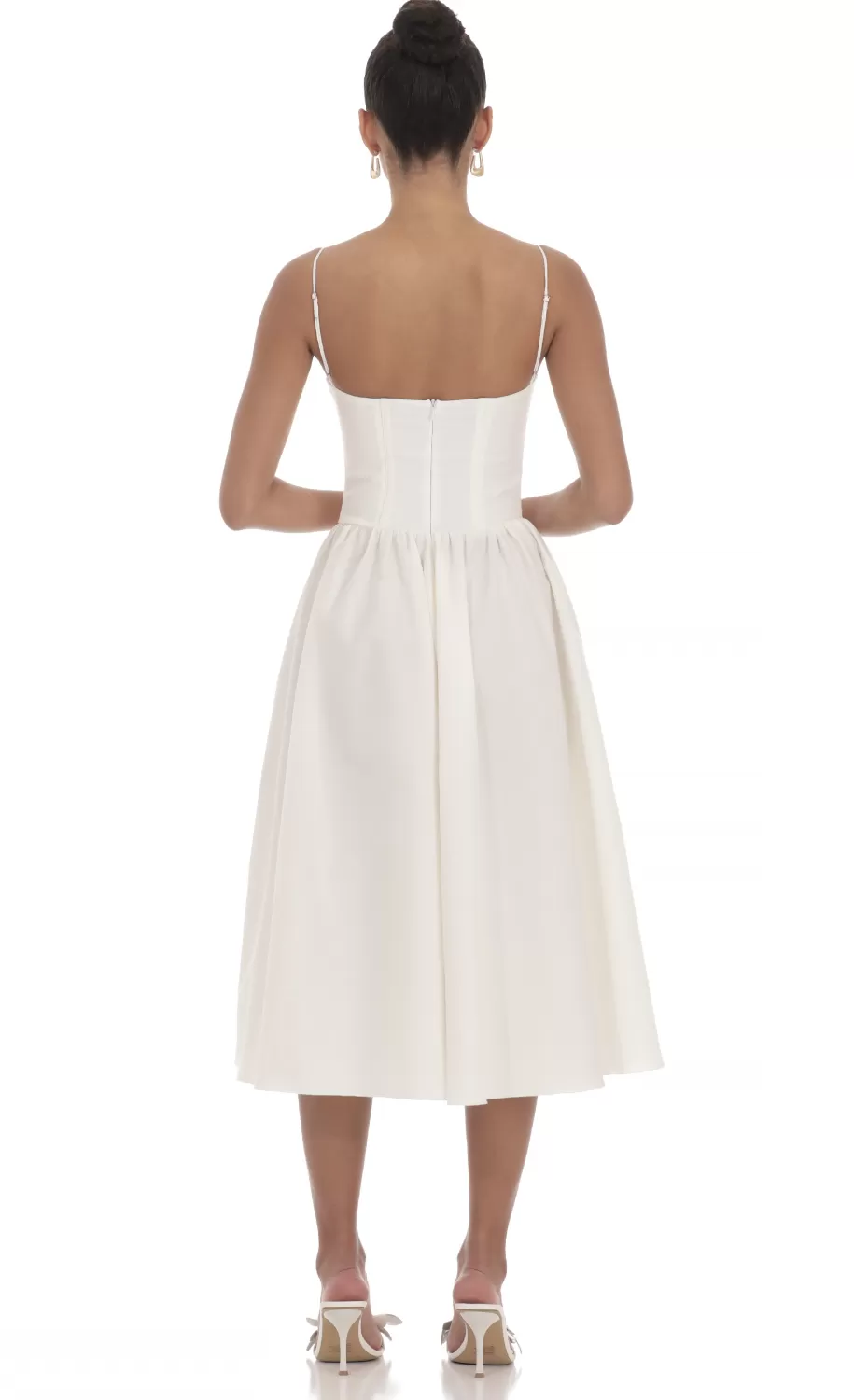 Corset V-Neck Midi Dress In Ivory^LUCY IN THE SKY Cheap