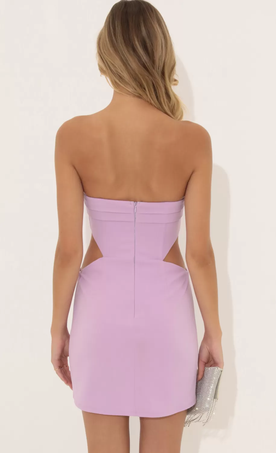 Crepe Corset Cutout Dress In Purple^LUCY IN THE SKY New