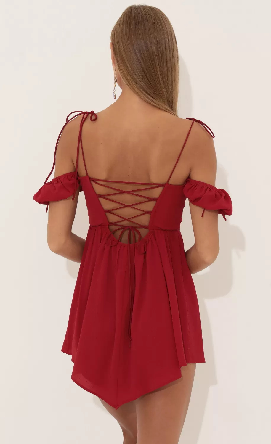 Crepe Corset Dress In Red^LUCY IN THE SKY Online