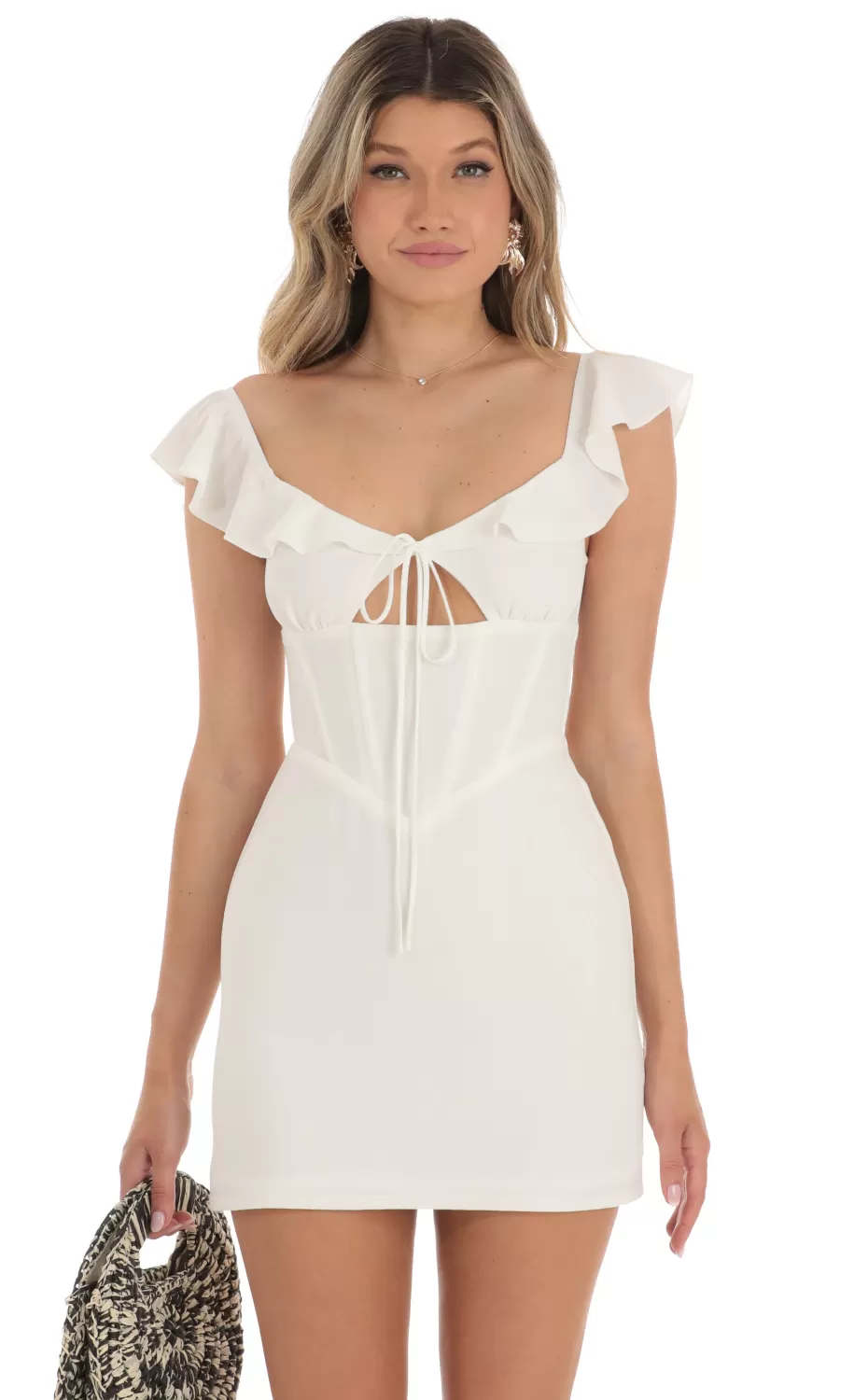 Crepe Corset Dress In White^LUCY IN THE SKY Best Sale