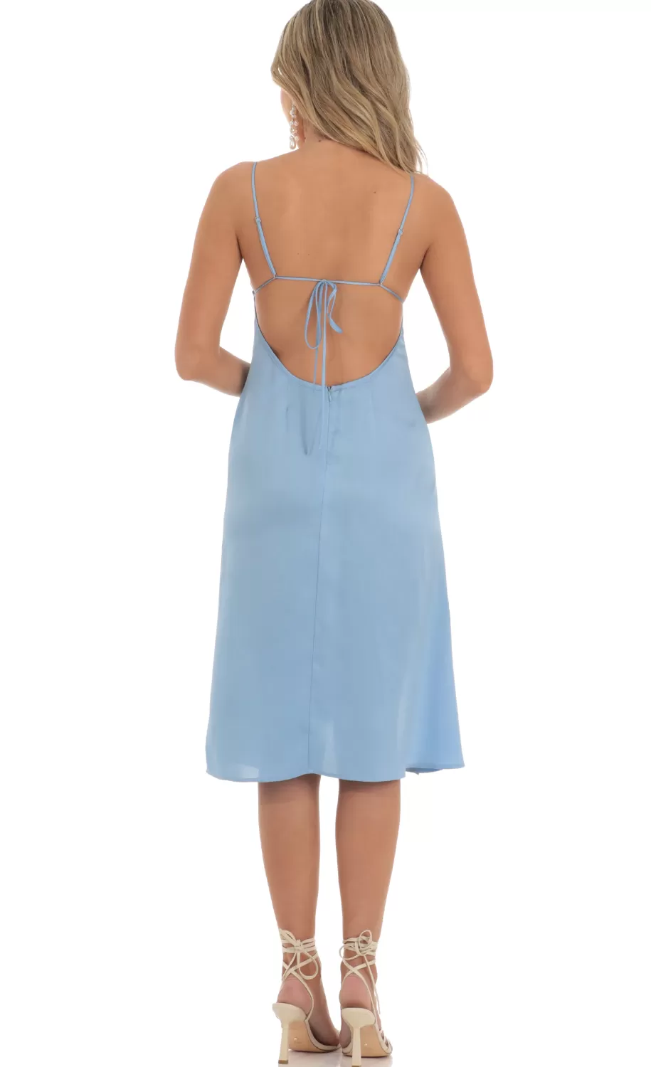 Crepe Satin Midi Dress In Sky Blue^LUCY IN THE SKY Online