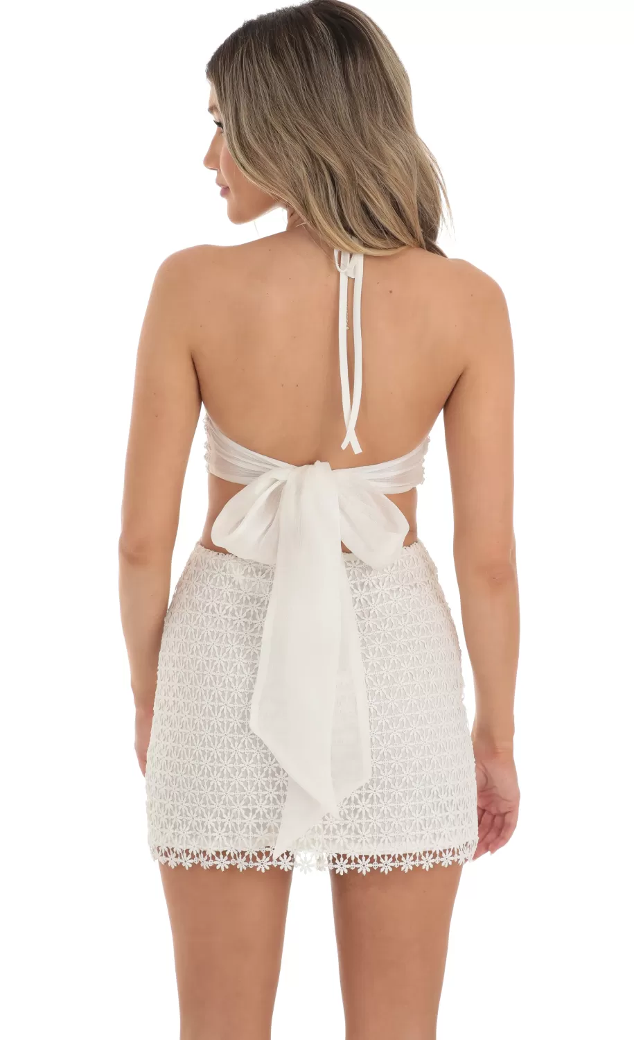 Crochet Cut Out Dress In White^LUCY IN THE SKY Fashion