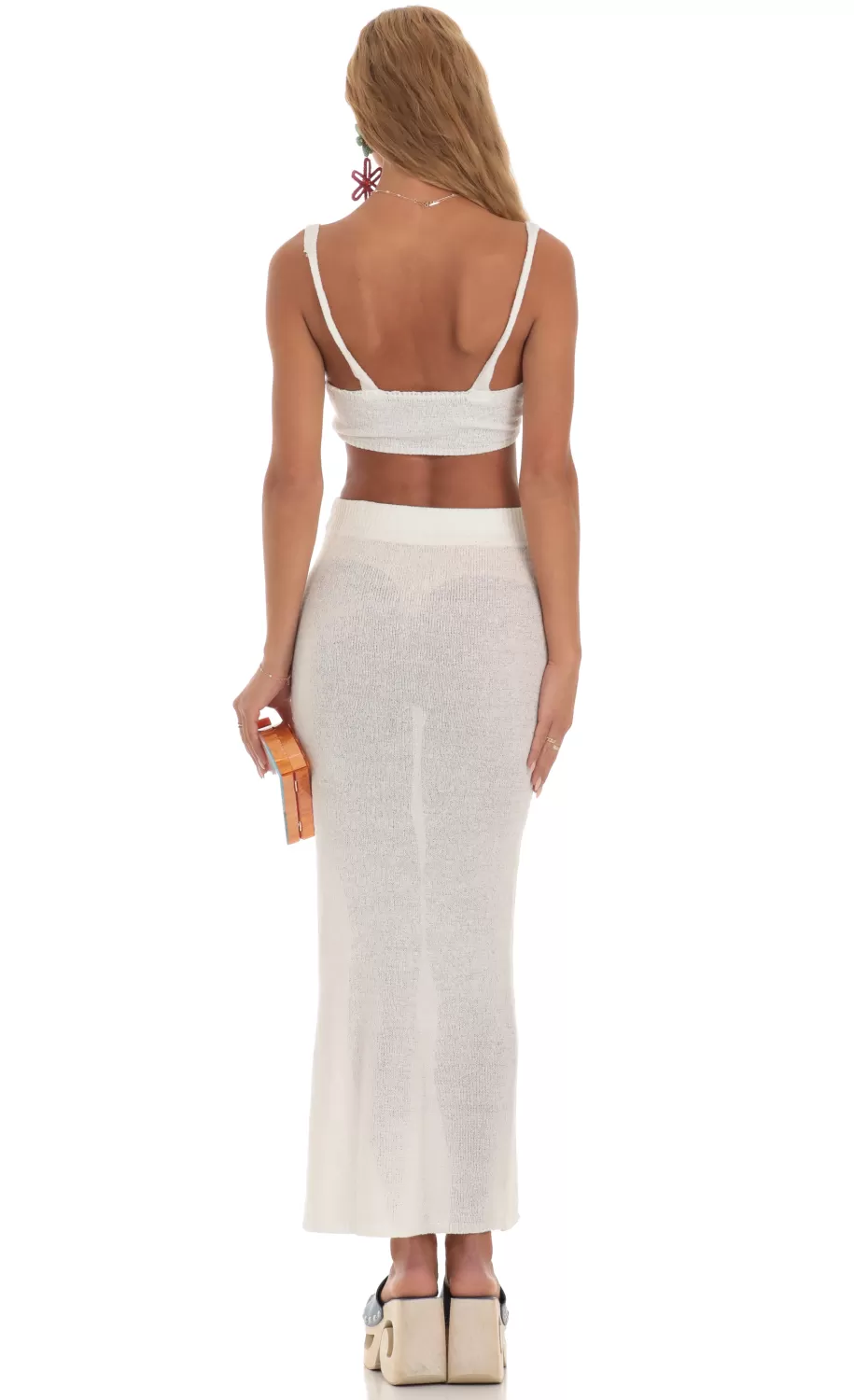 Crochet Two Piece Set In White^LUCY IN THE SKY Store