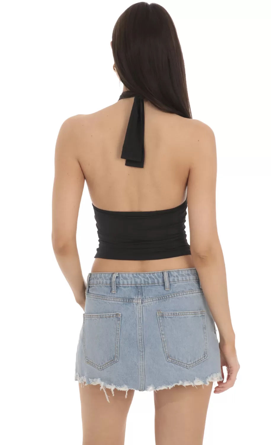 Cross Neck Halter Top In Black^LUCY IN THE SKY Hot