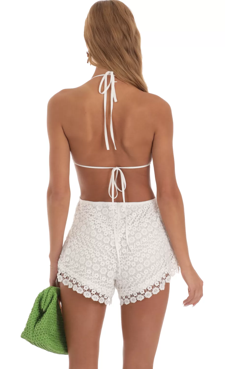 Cutout Crochet Romper In White^LUCY IN THE SKY Outlet