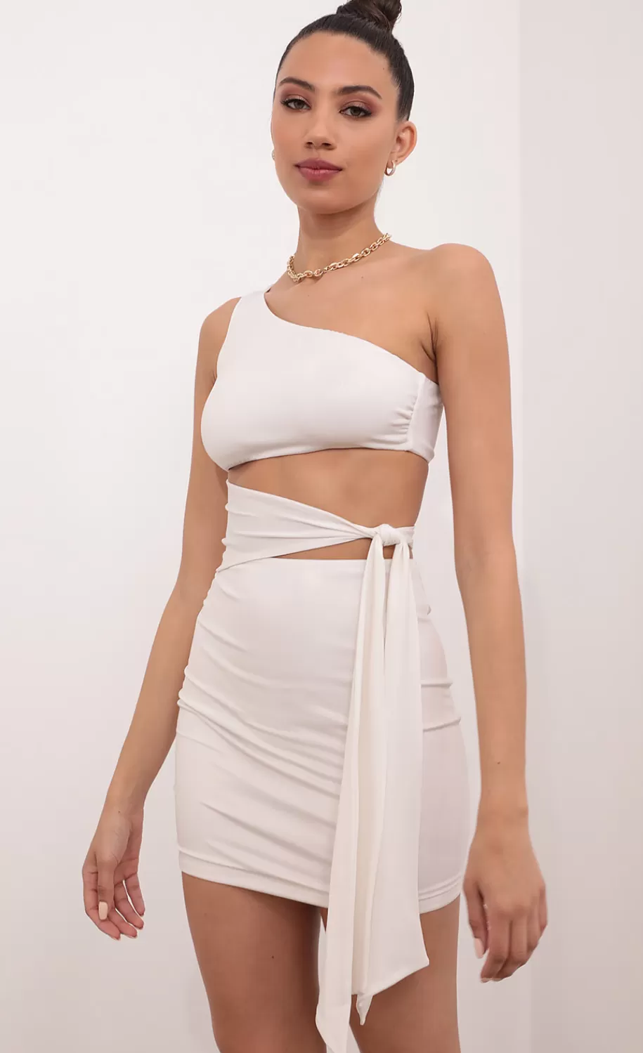 Cutout Dress In Ivory Shimmer^LUCY IN THE SKY Cheap