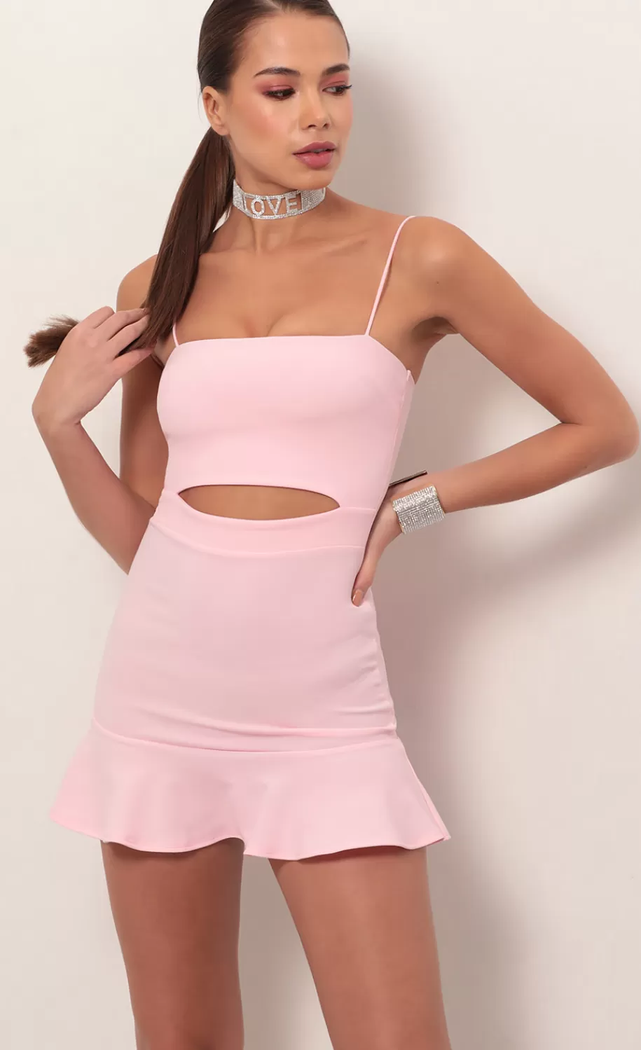 Cutout Ruffle Dress In Light Pink^LUCY IN THE SKY Hot