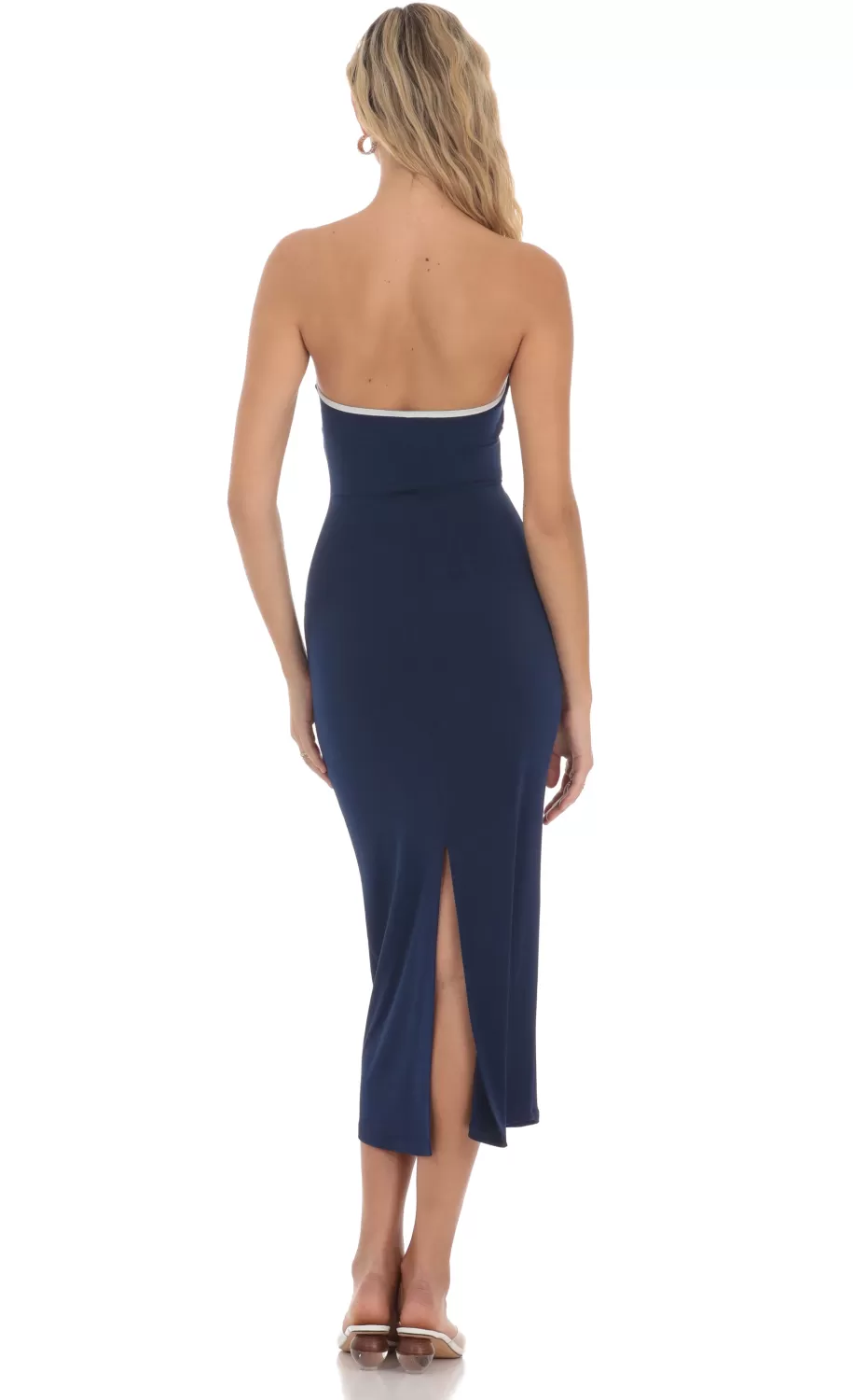 Cutout Strapless Midi Dress In Navy^LUCY IN THE SKY Sale