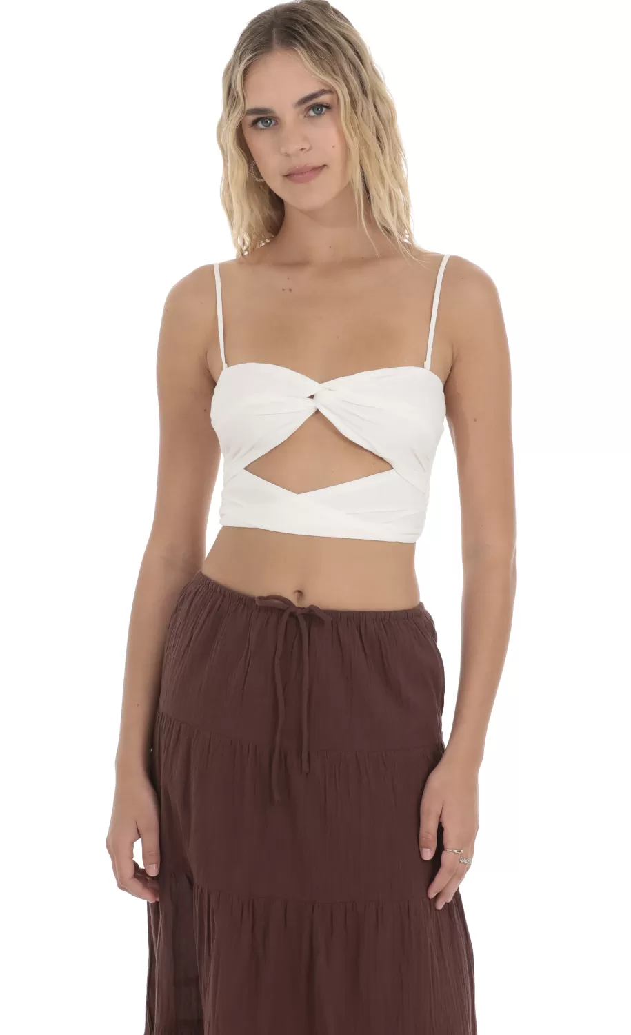 Cutout Top In White^LUCY IN THE SKY Flash Sale