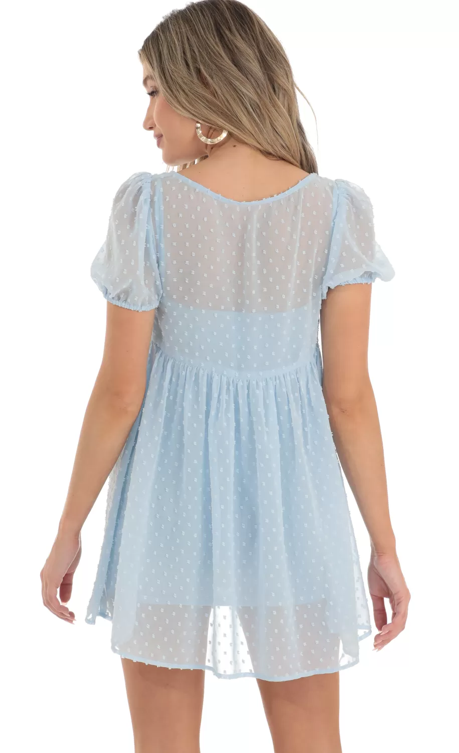 Dotted Lace Two Piece Dress Set In Blue^LUCY IN THE SKY New