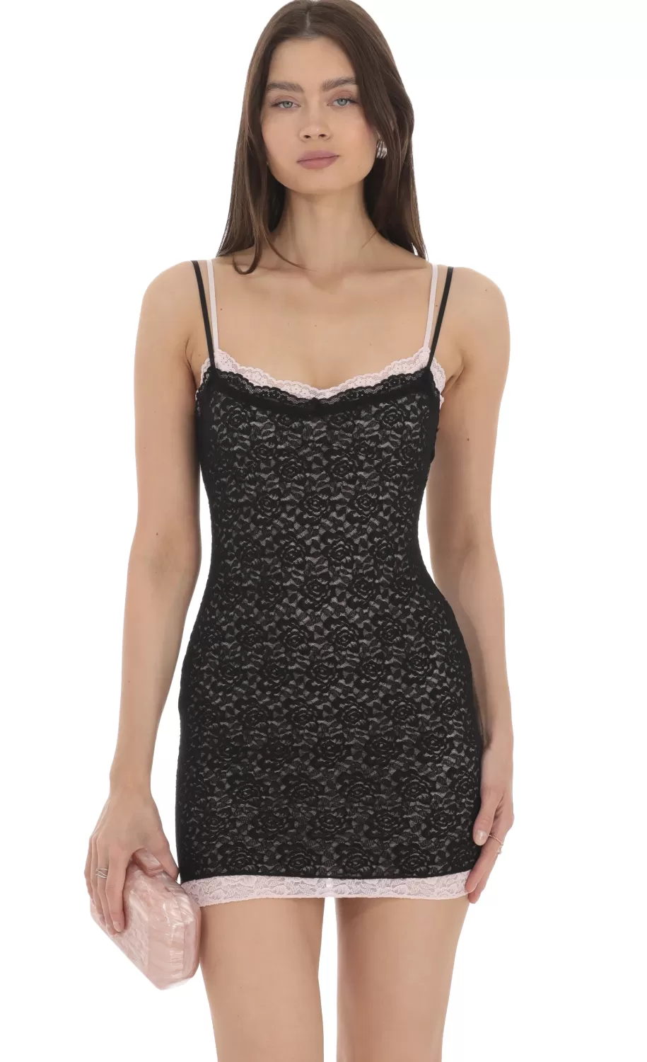 Double Layered Lace Dress In Black^LUCY IN THE SKY Best Sale