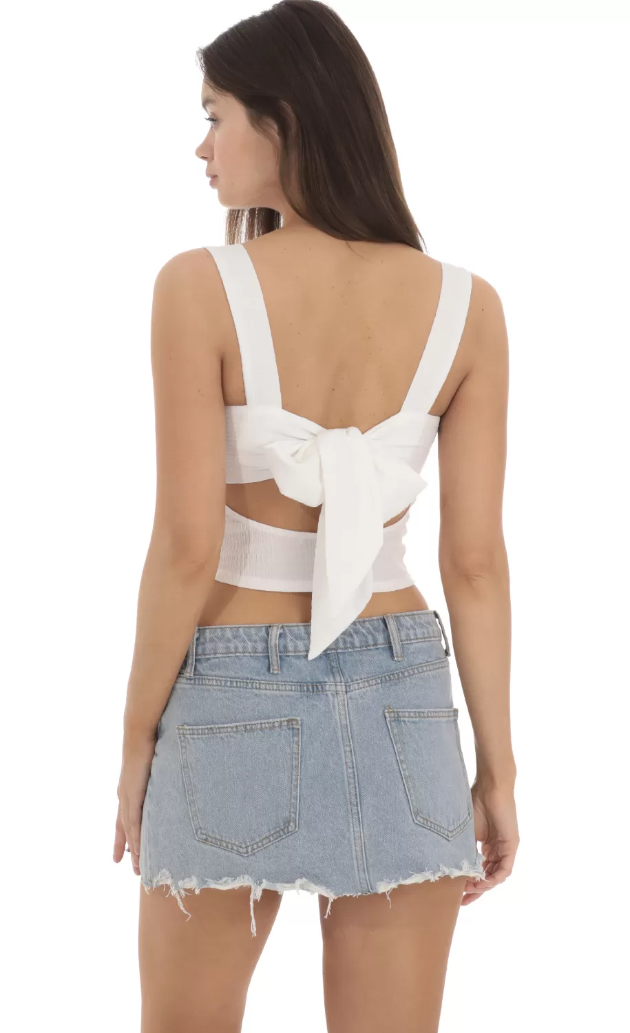 Double Pink Bows Top In White^LUCY IN THE SKY Shop