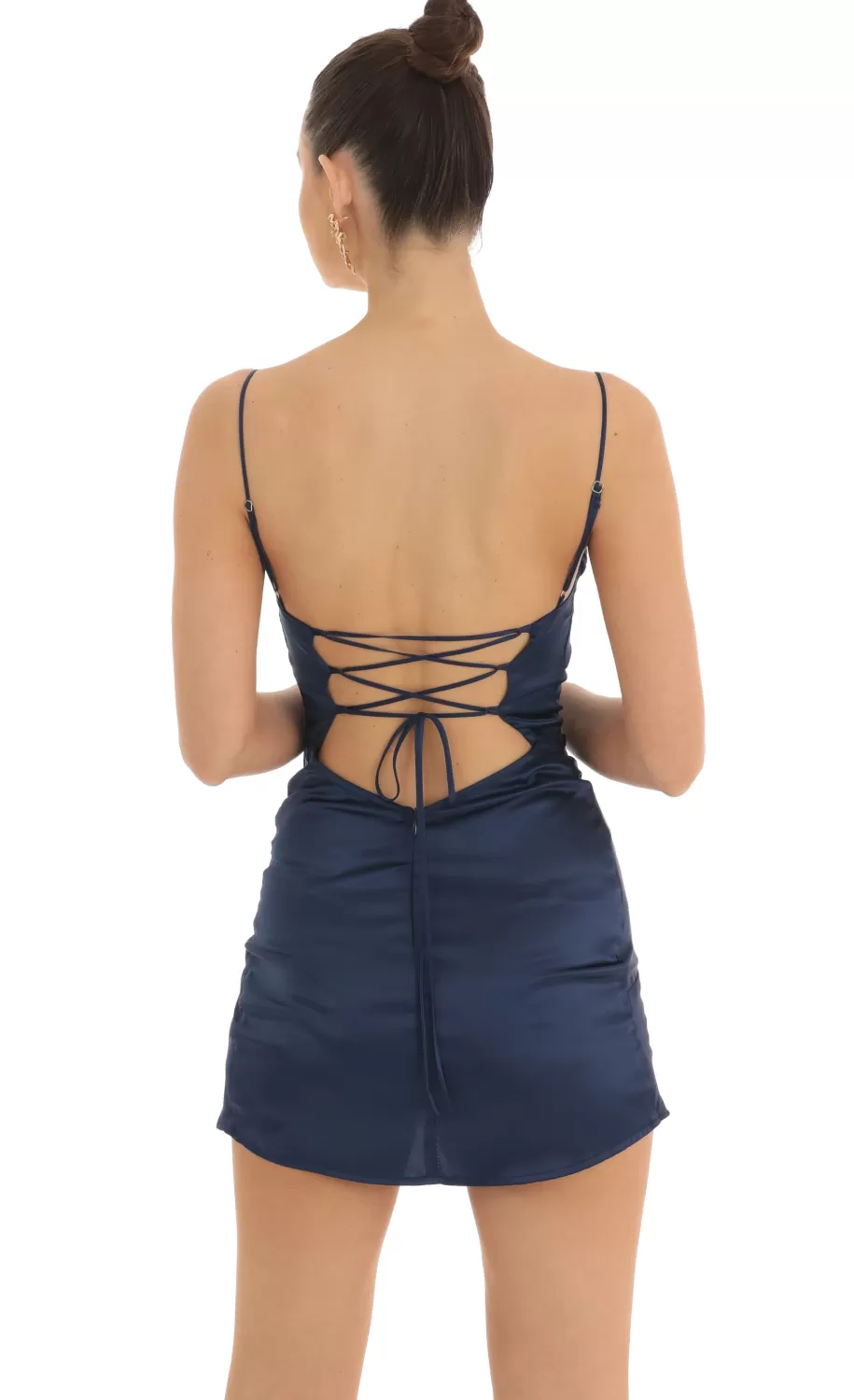 Draped Hip Twist Dress In Navy^LUCY IN THE SKY Discount