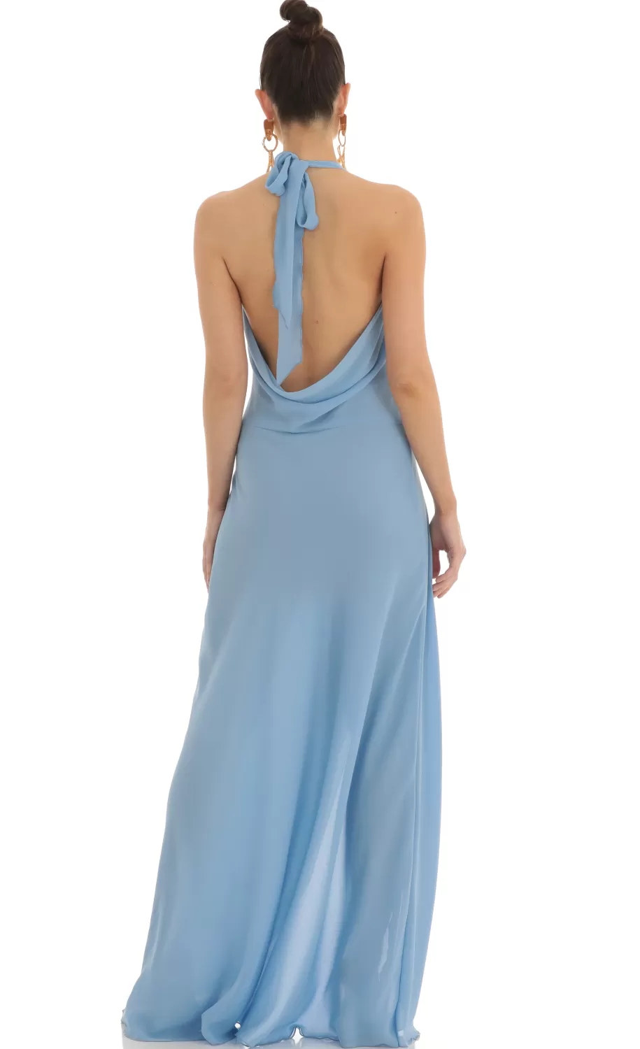 Draped Open Back Maxi Dress In Blue^LUCY IN THE SKY Flash Sale