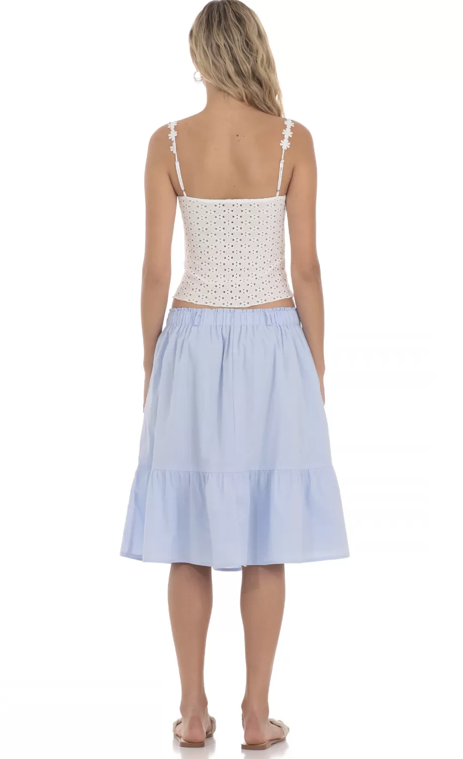 Drawstring Midi Skirt In Light Blue^LUCY IN THE SKY Cheap