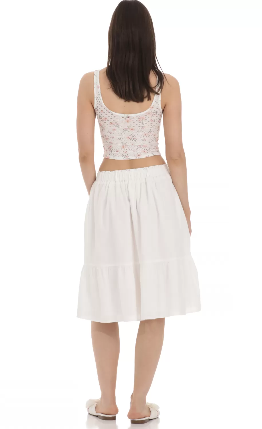 Drawstring Midi Skirt In White^LUCY IN THE SKY Cheap